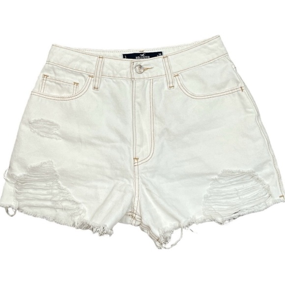 Hollister Pants - Hollister White Distressed Jean Shorts. Light staining on back pocket (pictured)